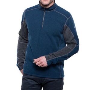 KUHL Men's Kashmira Blue/Grey 1/4 Zip Long Sleeve Pullover Sweatshirt Size L